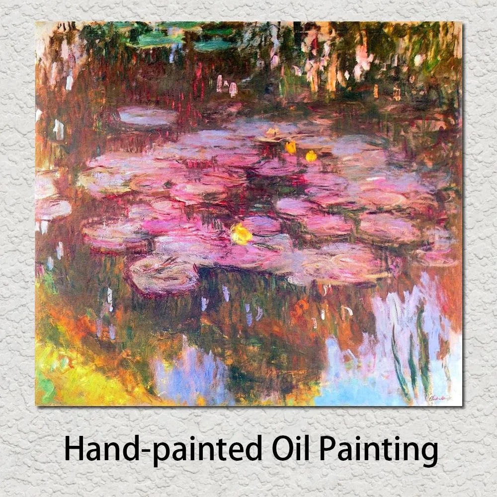 Leinwand-Kunst-Ölgemälde, handgemalt, Claude Monet, Seerosen, Bildreproduktion für Wohnzimmer-Wanddekoration