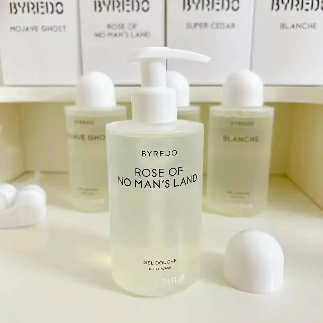 Byredo Body Wash Rose of No Mans Mojave Ghost Blanche Super Cedar 집시 물 젤 Douche 7.6oz 스킨 케어 청소장 로션 고품질 향기 225ml