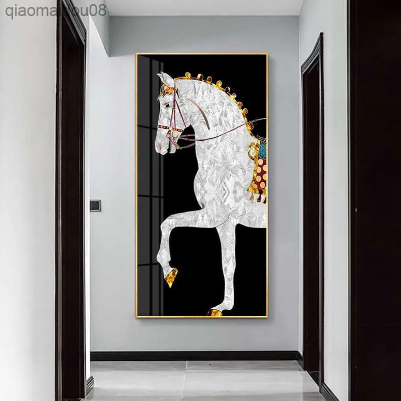 King Of Glory Modern Canvas Painting Horse Wall Art Immagini per soggiorno Europa Knight Style Home Decor Poster e stampe L230704