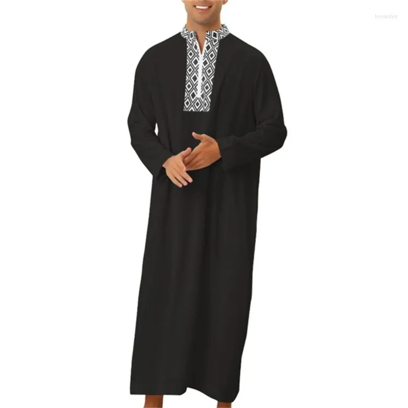 Vêtements ethniques traditionnels musulmans pour hommes Moyen-Orient Jubba Thobe Zipper Robes Manches longues Robe Robe arabe