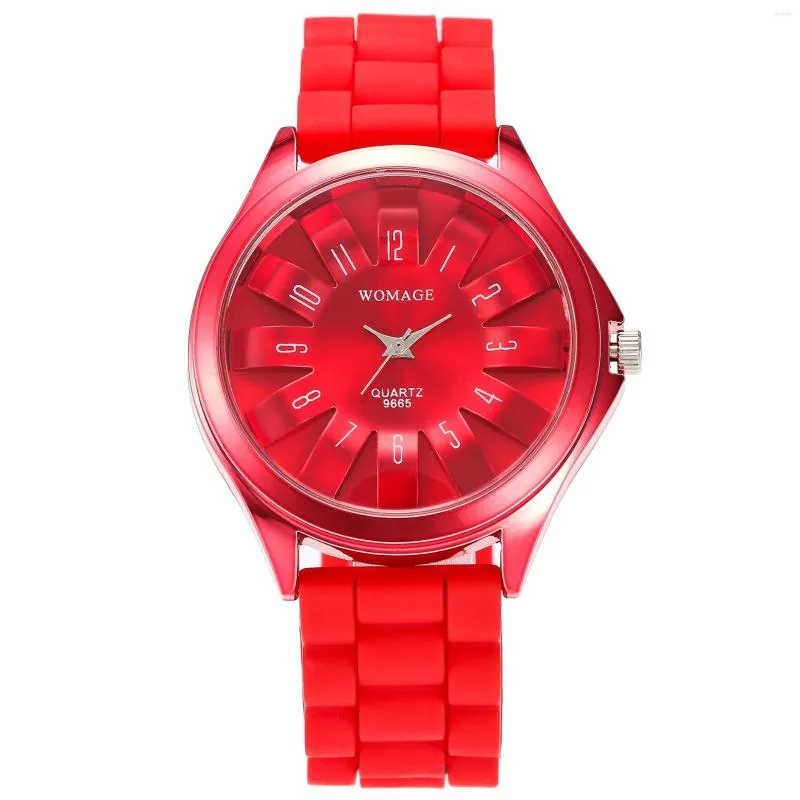 Montres-bracelets mode WOMAGE femmes robe montres haut acier Floral chrysanthème cadran dame caoutchouc gelée bande cadeau Relogio