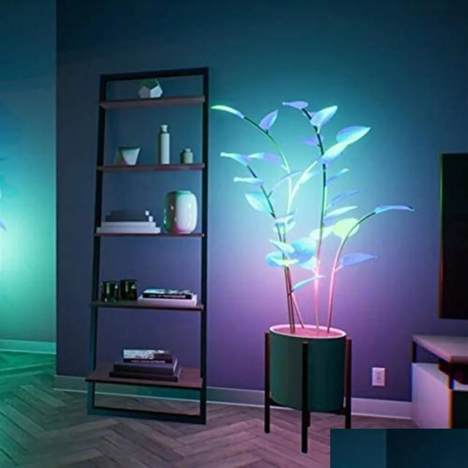 Dekorative Blumenkränze Die magische LED-Zimmerpflanze Innenfarbe leuchtende grüne Pflanze Kunststoffdektrition für Zuhause Beautif Fast D Dhrjs