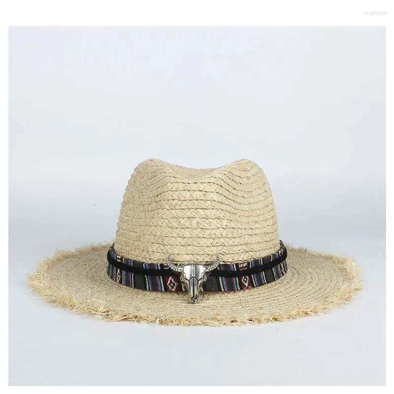 Chapeaux à large bord mode bohême été femmes voyage plage chapeau de soleil élégant dame raphia paille Panama Sunbonnet Sunhat taille 56-58 CM