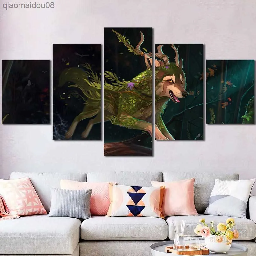 HD Bild Dekorativ vägg Canvas Luriga Varg Djur Fantasy Multi Panels med ram redo att hänga för vardagsrum L230704