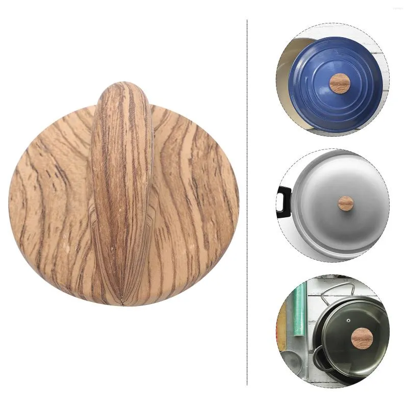 Tapetes de mesa 2 pçs Acessórios para panelas Cabos de madeira Acessório útil para cozinha Vaporizador Manípulo de retenção Tampa antiderrapante Frigideira em abs criativo