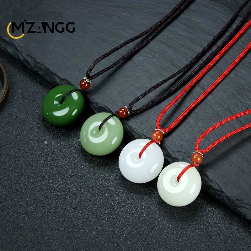 Pendentif Colliers Naturel Multicolore Jade Donut Pendentif Collier Accessoires De Mode Charme Sculpté Amulette Cadeaux pour Femmes Hommes HKD230712