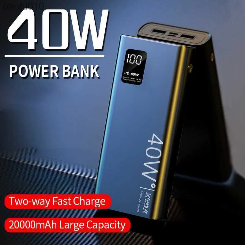 40 W Twee-weg Snel Opladen Power Bank Draagbare 20000 mAh Oplader Digitale Display Externe Batterij Voor IPhone samsung HUAWEI L230712