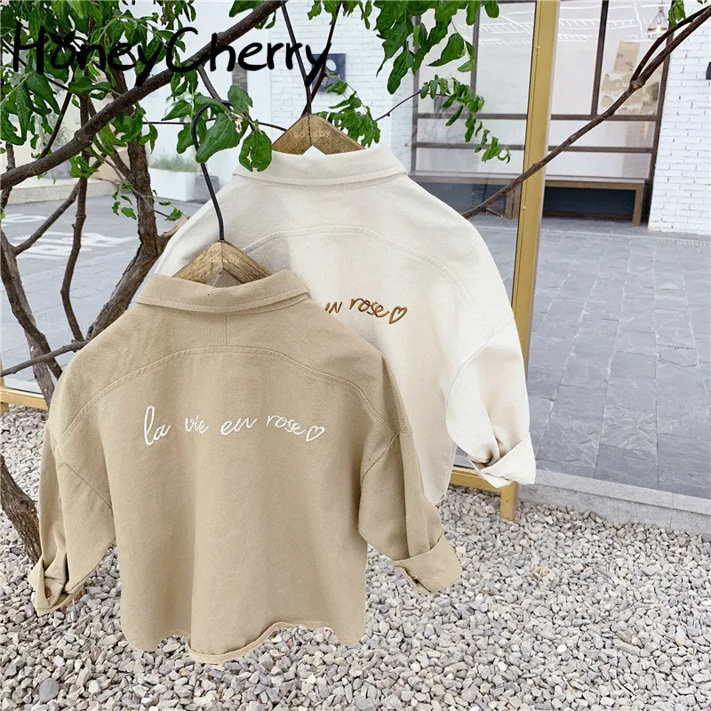 Kids Shirts HoneyCherry Children's Clothing Autumn Girl Korean Style Embroidered Shirt Toddler Long 230711