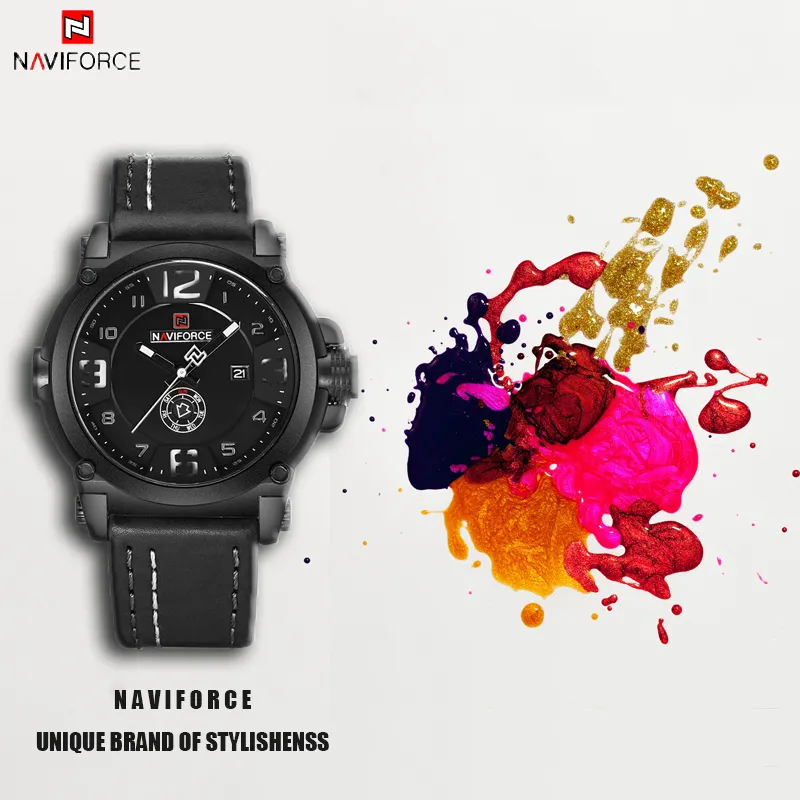 DHgate 2024NAVIFORCE NF9099 Mens Watch Luxury Waterproof Leather Quartz Wristwatches for Men Watches