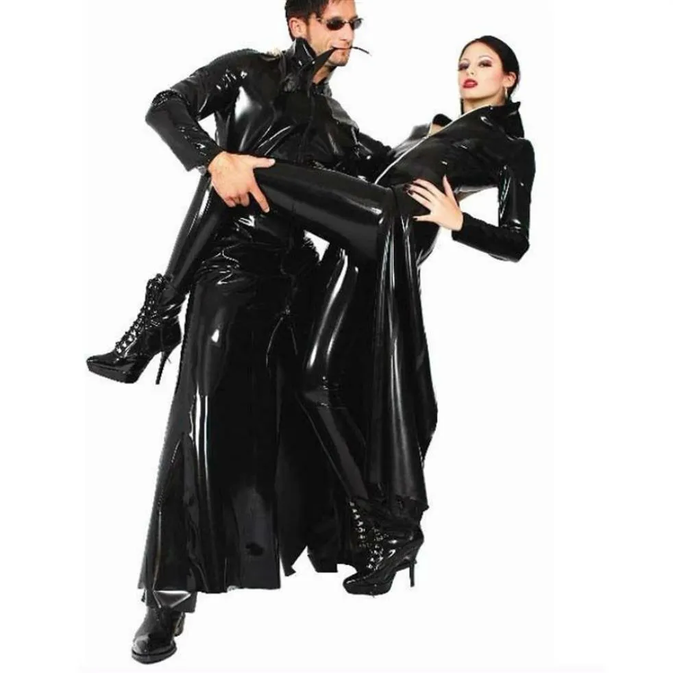 Vestito sexy in PVC nero Costumi di Halloween Abbigliamento da ballo esotico Donna Tuta in lattice erotico in ecopelle Club Wear Costume Sex Teddies260l