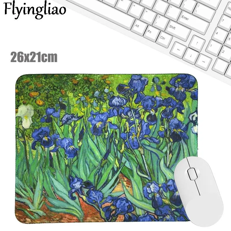 Mauspad mit Van-Gogh-Iris-Malerei, Laptop-Mauspad für Büro, Zuhause, PC, Computer-Tastatur, niedliches Mauspad, rutschfestes Gummi