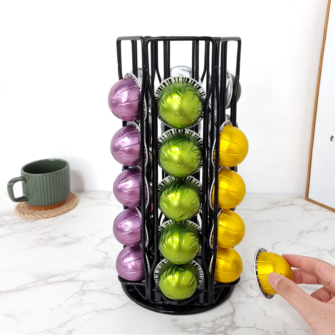Nespresso Vertuo Coffee Pod Capsule Holder Stand Tower Revolving Pods Drawer Storage Shelves