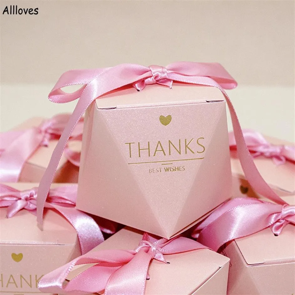 Blush Pink Gift Favor Holders Baby Shower Birthday Gift Boxes Romantique Wedding Party Candy Box Emballage Fournitures Avec Ruban AL842215