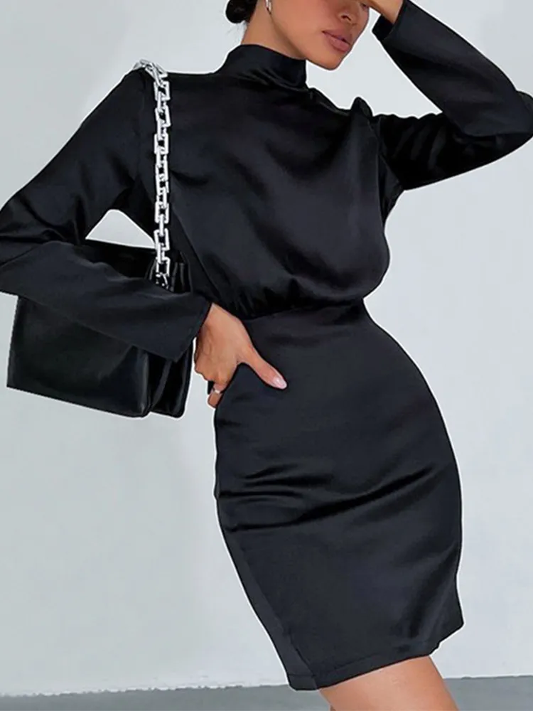 knee length dresses for ladies Odette Satin Mini Dress main image 0