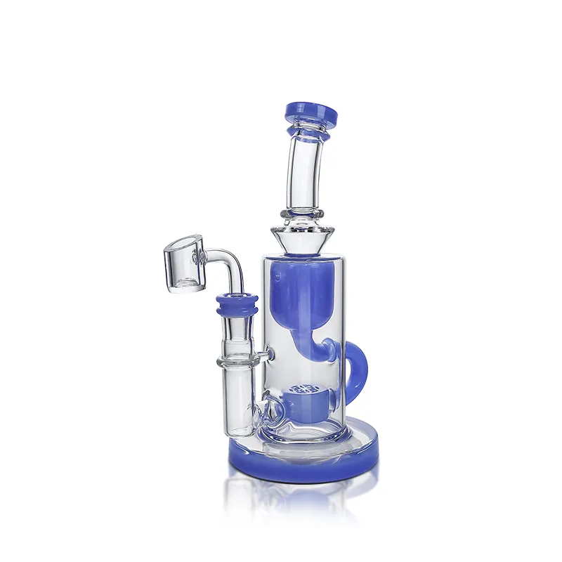 Waxmaid 7.48 pouces Klein Recycler pipe à eau violette transparente plate-forme pétrolière narguilé verre borosilicaté Dab Rig bong en verre entrepôt américain en gros commande au détail livraison gratuite