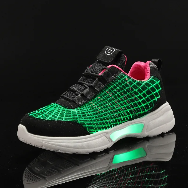 Stövlar UncleJerry Luminous Sneakers Fiberoptiska Skor för Dam Män Pojkar Flickor USB Uppladdningsbara Skor till julklapp 230712