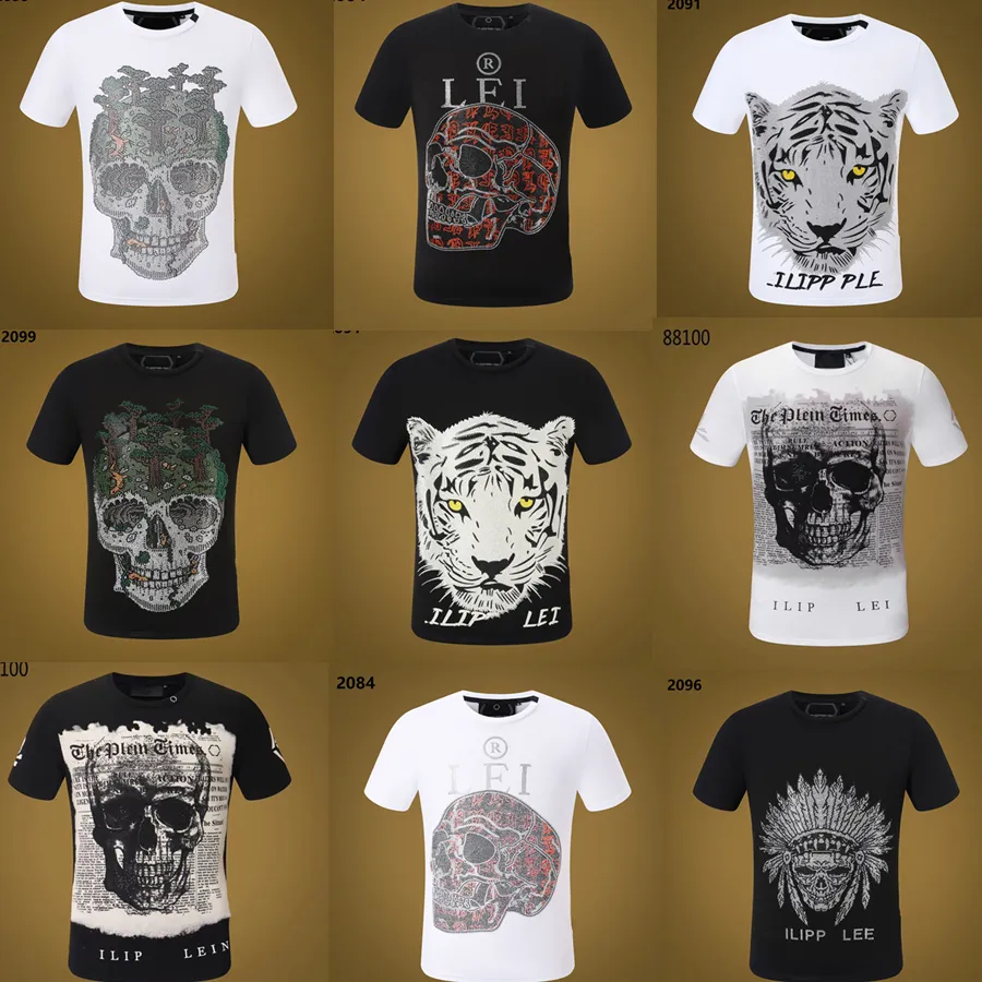 Phillip Plain Men Designer Pp Skull Diamond T Shirt krótkie rękawa Brown Bear Brand Tee O-Neck Wysoka jakość czaszki Tshirt TEE TOESS 07