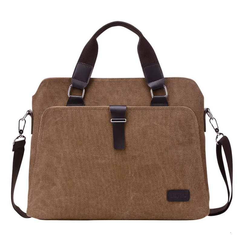 Mens Canvas Shoulder Bags Briefcase Vintage Style Messenger Bags Travel Crossbody 14 Inch Laptop Leisure Bag Case Handbag Tote