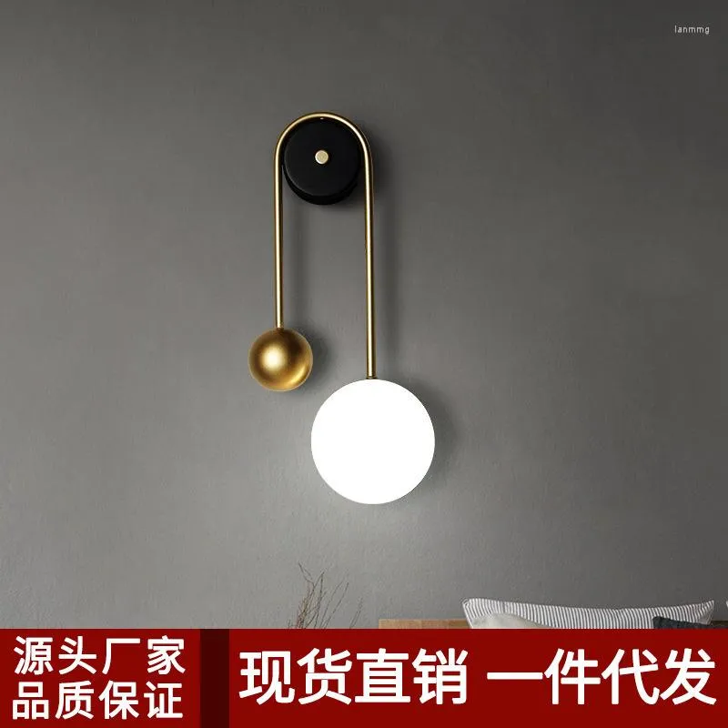 Lampada da parete Illuminazione da bagno antica Montata su applique in vetro Lampade da letto intelligenti per la lettura Puleggia di legno