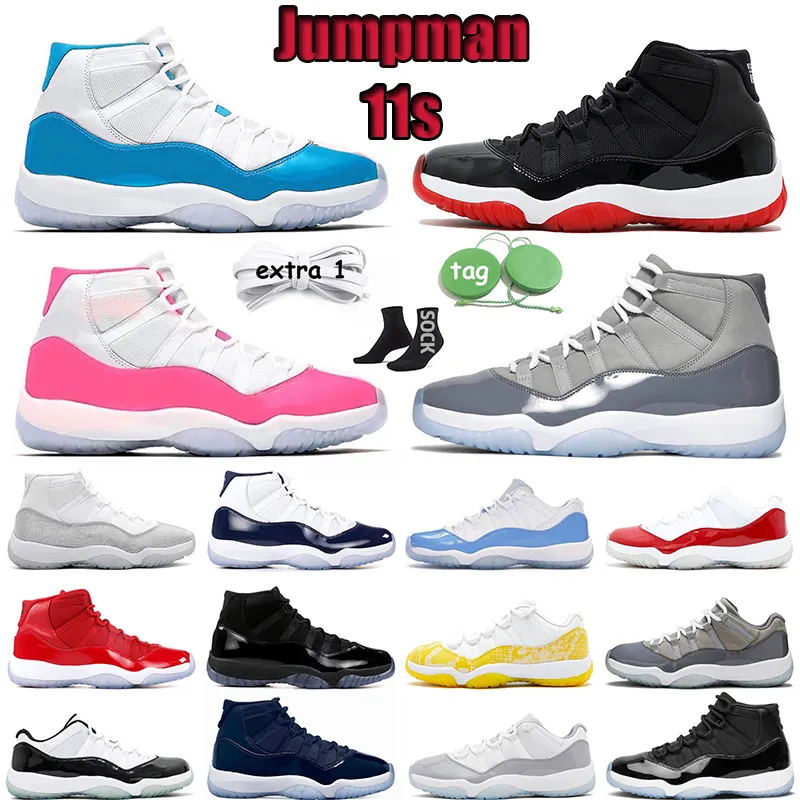 Tênis de basquete baixo Top Cherry 11 2023 Tênis Jumpman 11 DMP Branco Jade Azul branco cimento amarelo pele de cobra cinza frio rosa Bred Gamma Blue designers Trainers