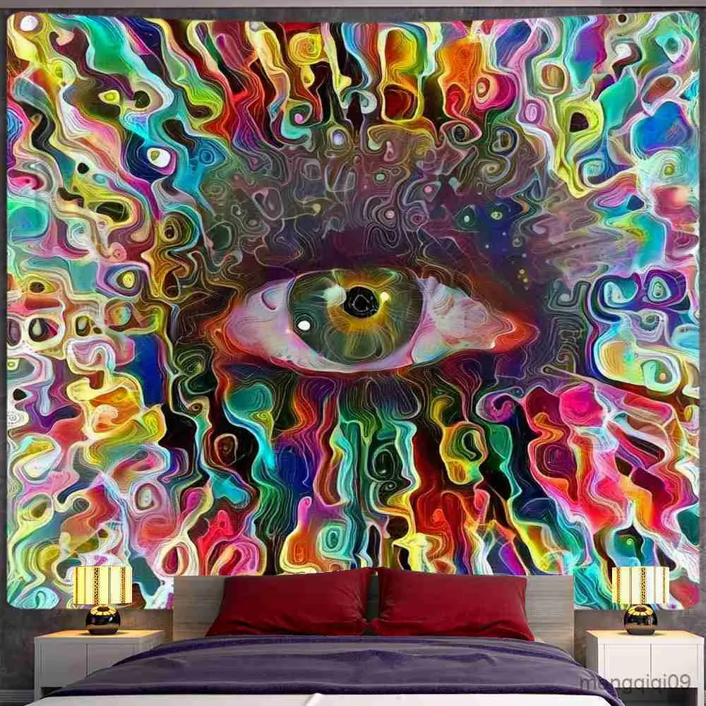 Tapisseries Croquis abstrait personnage tapisserie décoration murale bohème décoration art maison Hippie Mandala scène psychédélique matelas R230713