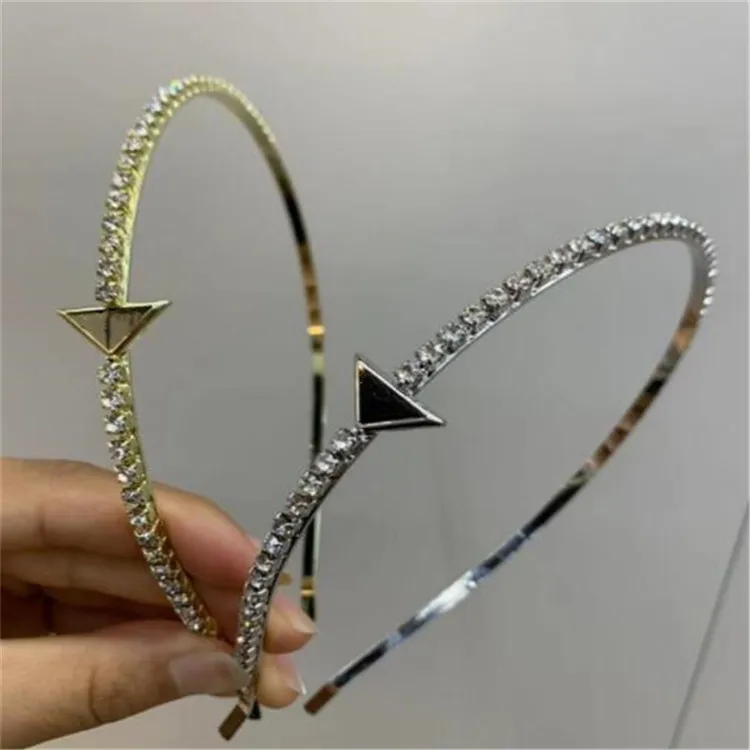 Fashion Hair Accessories Designer Girl Headbands Women Luxury Hairbands Bling Rhinestone Letter Hair Hoop Head Bands 2 styles