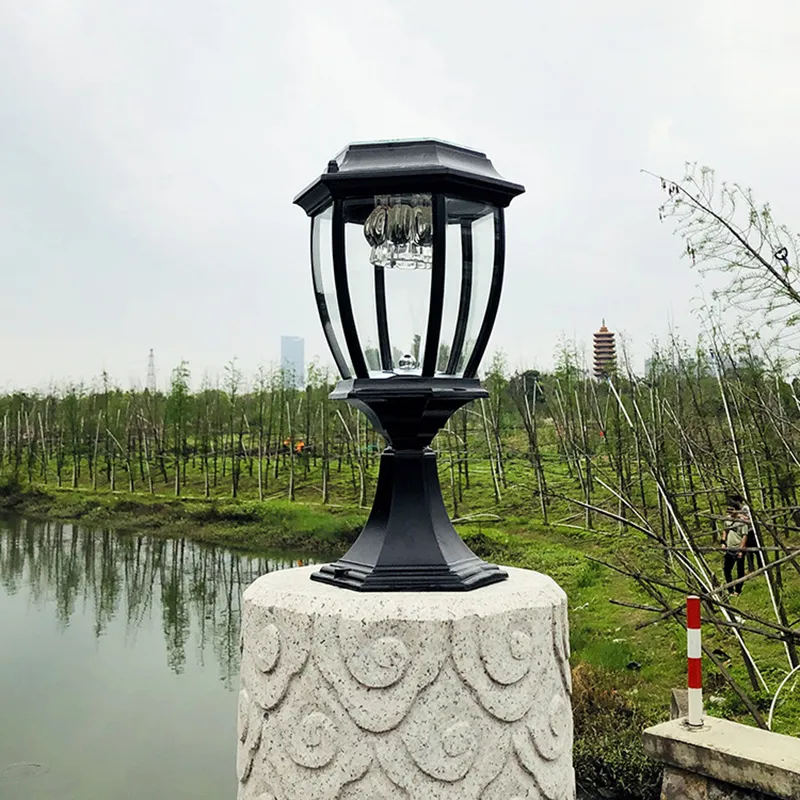 Solar LED Post Lights Fence Street Light Waterproof for Garden Decoration Solar Pillar Light Shipped by sea US door to door