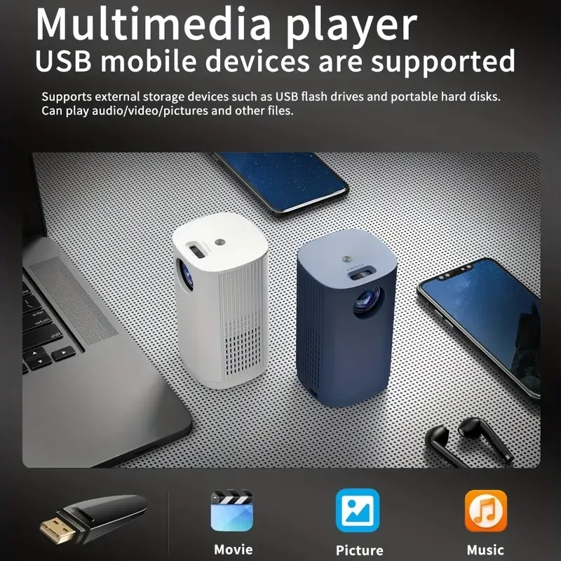 Mini LED -projektor Wireless Samma skärmteknologi WIRECAST AIRPLAY MIRACAST DLNA COMPATIBLE med OS/Android System High