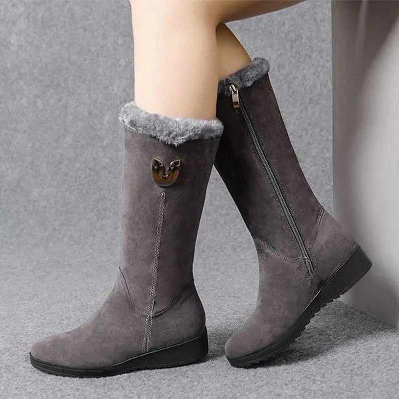 Comprar Botas de invierno impermeables para mujer, botas largas de nieve de  felpa de piel sintética, botines con plataforma, zapatos cálidos de algodón  para parejas, 2023