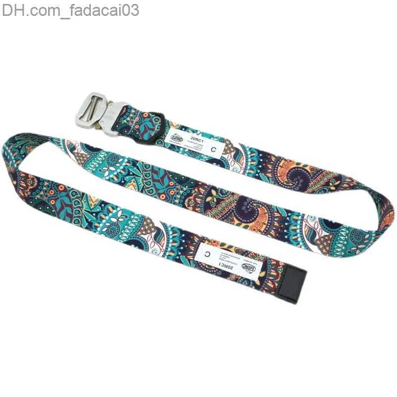 Bältes kvinnors paisley tryckt dukvaror Hiphop Alyx Industrial Roller Coaster Inspired Military Belt Z230717