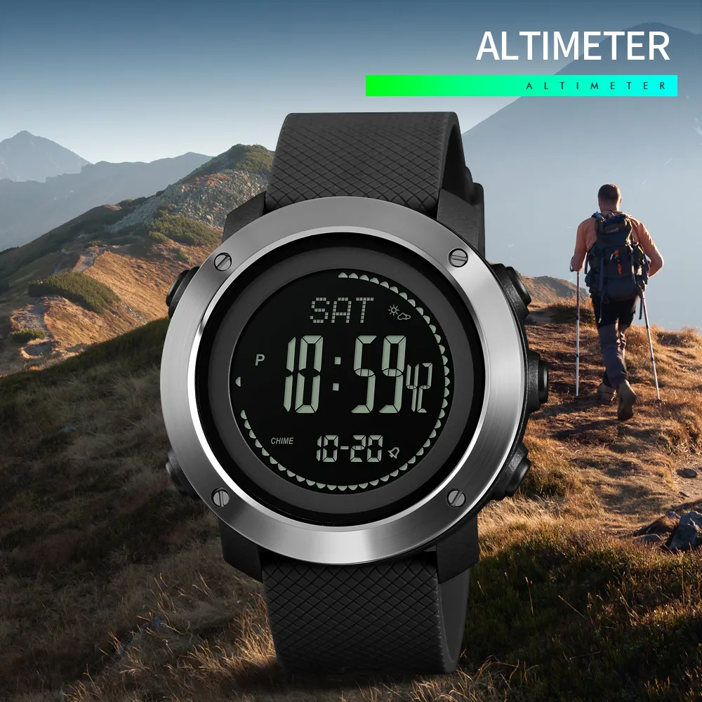 Skmei 1418 Altimeter Barometer Thermoter Altitude Men Digital Watches Спортивные часы скалолазание по пешеходным часам Montre Homme