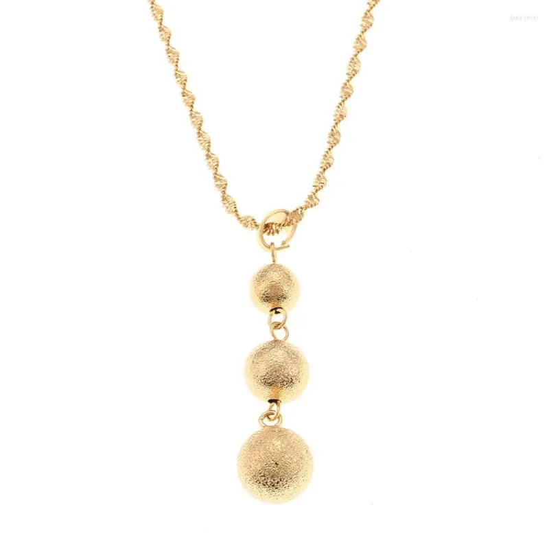 Pendant Necklaces Frosting Bead Necklace Ball For Women Gold Color Africa Arab Middle East Jewelry