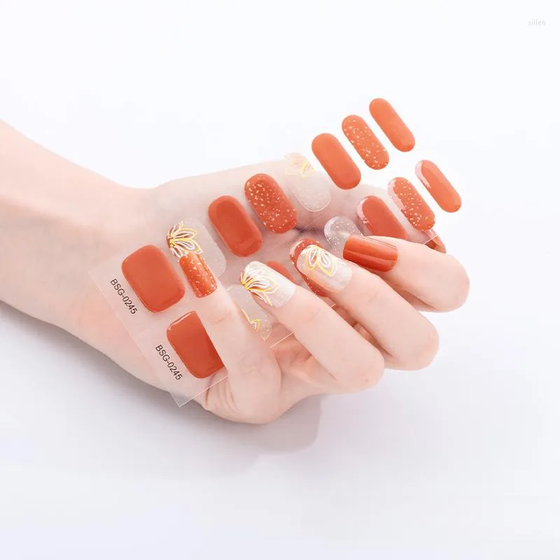 Autocollants pour ongles 16 bandes Décoration 3D pour ongles Enveloppes de vernis auto-adhésives Fashion Gel Art Semi Cured
