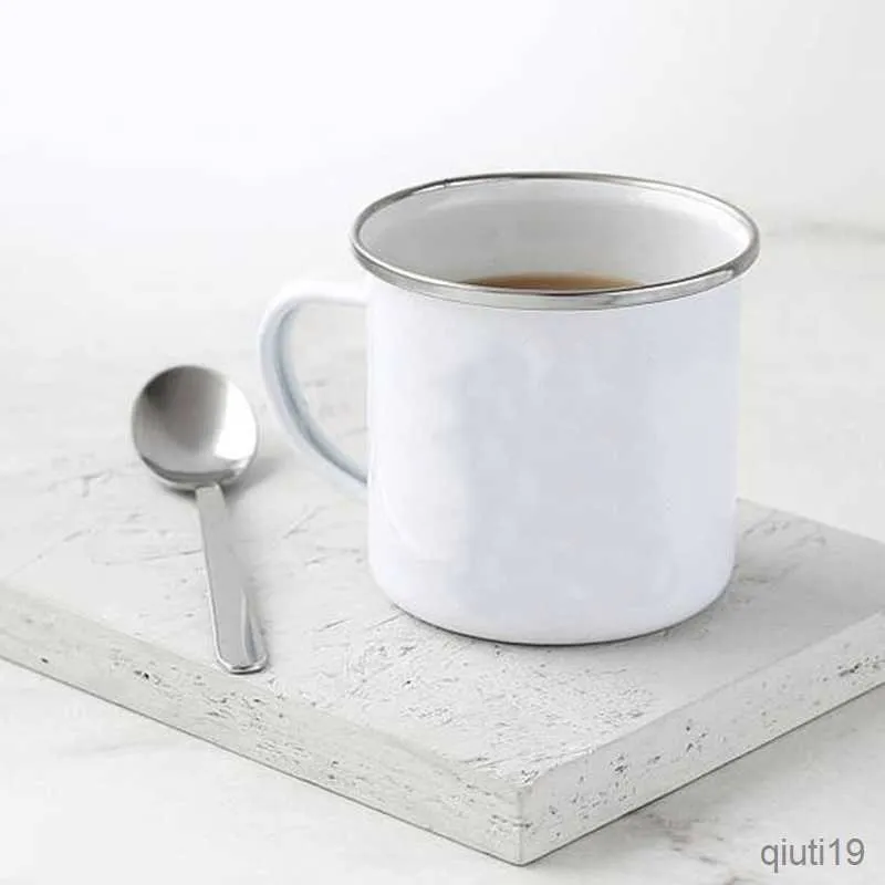 Muggar Creative Vintage Coffee Mug Travel Tea Cup Juice Milk Emamel Mugs Handmiterade hemmakontor Vatten Ölkoppar IC Unik Bästa present R230713