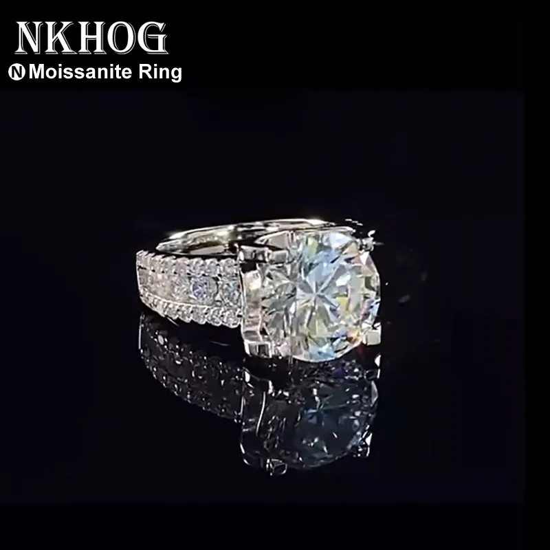 Alianças de casamento real 2 quilates anel de 8 mm para mulheres banda de prata esterlina 925 cor D VVS diamante noivado joias finas com Gra 230712