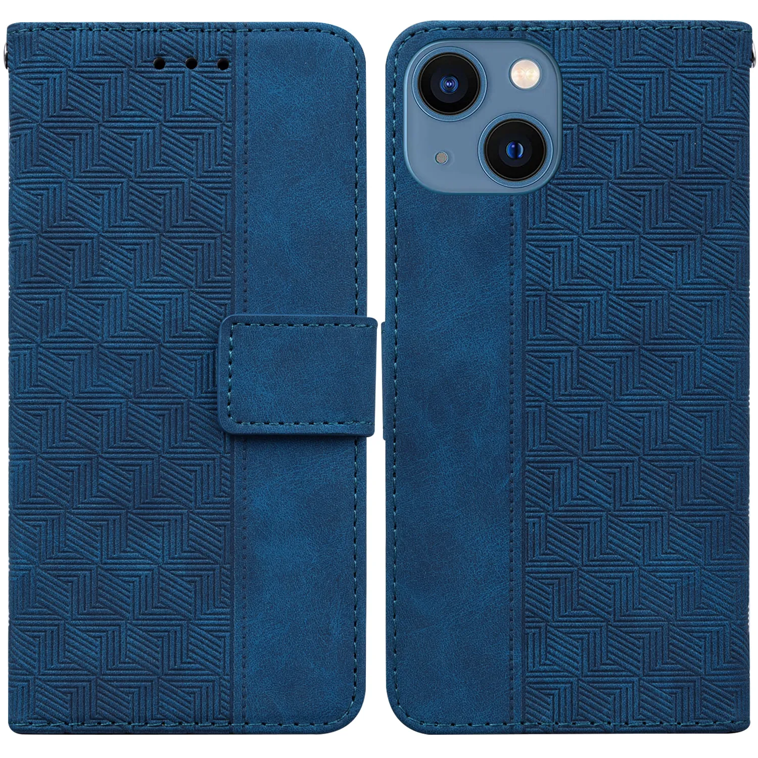 Geometriska affärsläderplånbok Fall för iPhone 15 Pro Max Plus Samsung M14 M54 Moto Edge 40 Pro Xiaomi Poco F5 Magent Credit ID Card -slot Flip Cover Holder Pouch