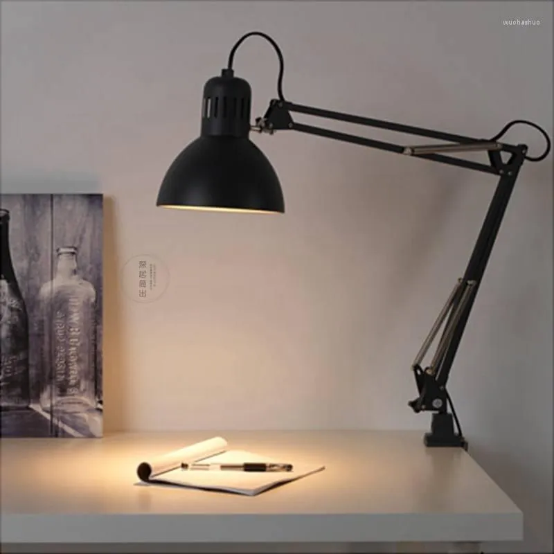 Tischlampen, lange Armlampe, zusammenklappbar, Arbeitsleuchte, Studentenwohnheim, Arbeitszimmer, Schreibtisch, Clip-Plug-in, Augenschutz, Lesen