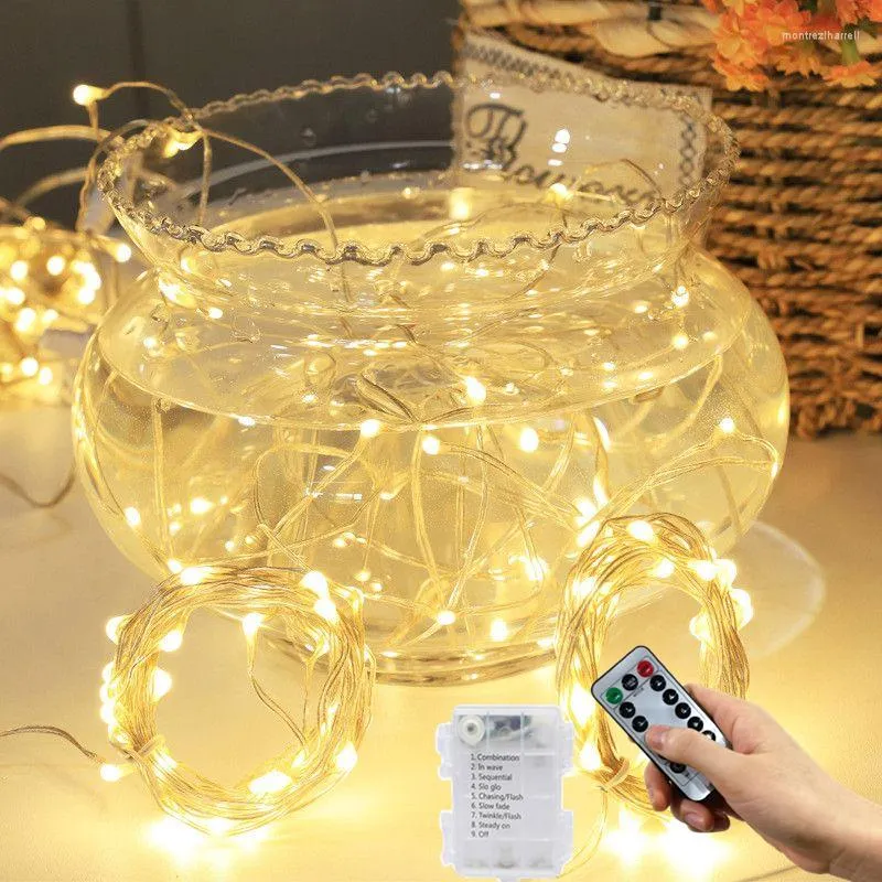 Strings 8 Mode Waterproof Wedding LED String Lights Copper Wire Lamps Garland Christmas Decoration Remote Control Fairy Lamp Party Decor