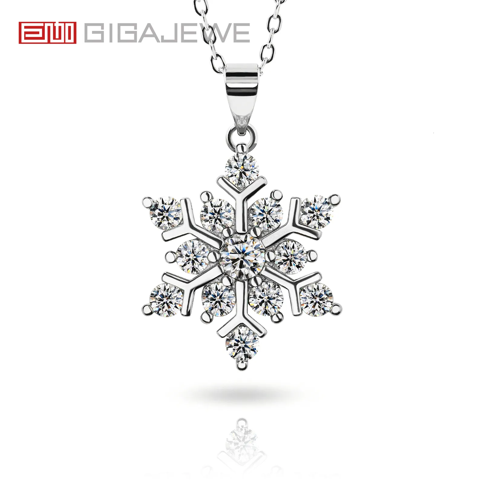 Pendentif Colliers GIGAJEWE 1ct Vert Bleu 18K Or Blanc Plaqué Argent Flocon De Neige Collier Noël Édition Limitée Cadeau 230712