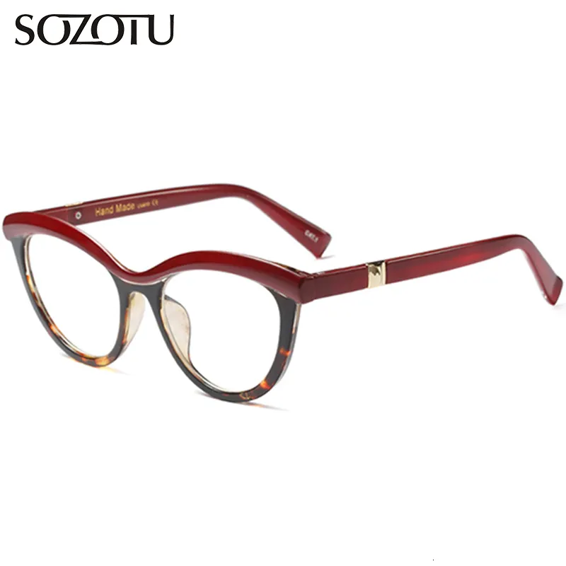 Solglasögon Sozotu Cat Eye Optical Gyeglasses Frame Women Myopia Computer Glasses Clear Lens Spectacle Frame For Female Eyewear YQ412 230712