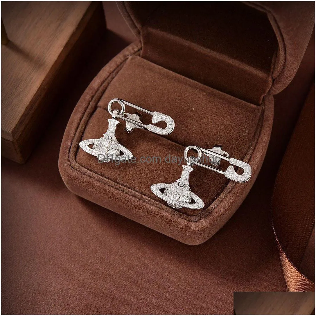 Stud Fashion Designer Boucle D'oreille Femme Lettre Vivian Diamant Perle Or Hoop Boucle D'oreille Westwood Femmes Tendance Boucles D'oreilles 45412124 Drop Deliver Dhglv