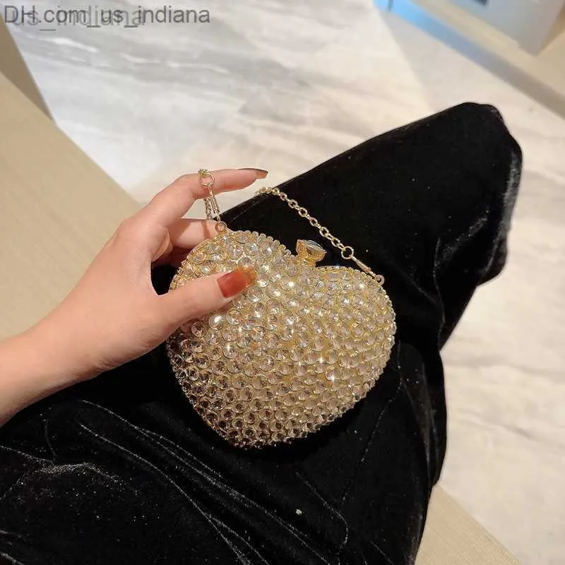 Evening Bags New Women's Diamond Evening Bag Shiny One sided Wedding Dinner Wallet Mini Party Shoulder Bag Direct Shipping Z230713