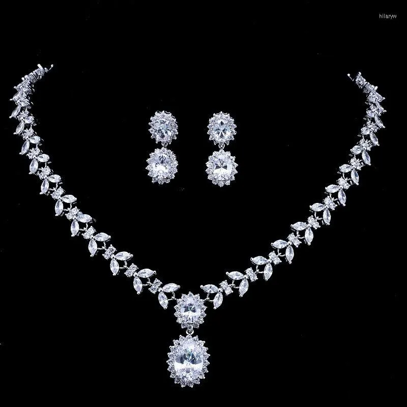 Collier boucles d'oreilles ensemble classique or cubique Zircon perle ensembles de mariée femmes fête bijoux mariage cadeau de noël