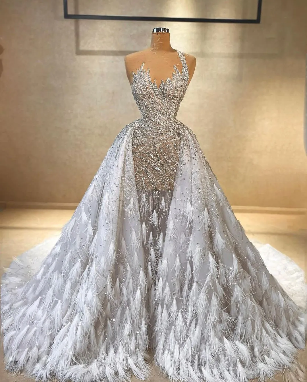 Verna Sin Tirante Novio Vestido Con Apertura Caléndula Tallas Grandes