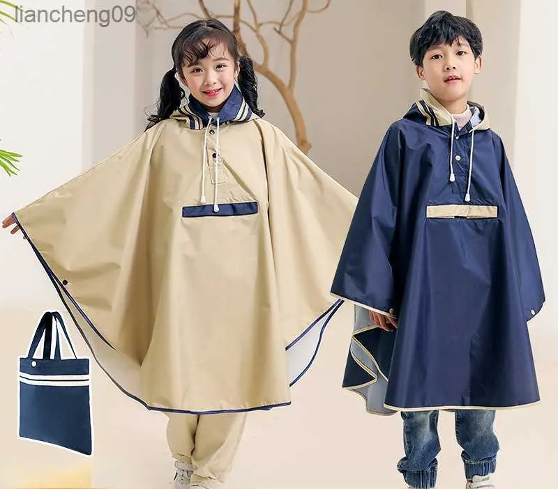 Children's raincoat Cape style boy and girl schoolbag rain poncho ride electric vehicle raincoat L230620