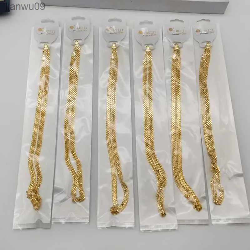 Necklace Chains Large Small Size 24k Gold Plated Link Chains in Bulk Necklaces Fashion Jewelry Adjustable Chains Wholesale L230704