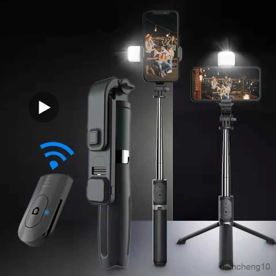 Selfie monopods stativ selfie pinne med LED -lampan för telefonens mobilcellhållare stativ smartphone monopod gimbal stabilisator action kamera foto r230713