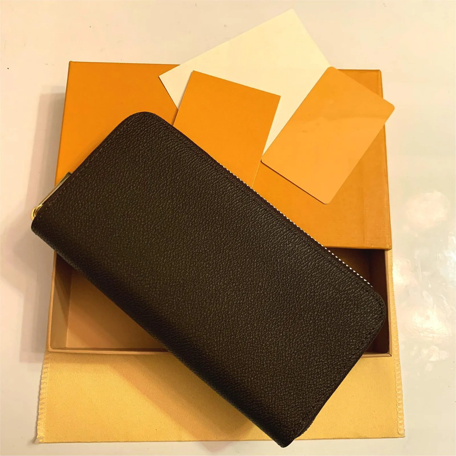 Qualitätsdesigner Männer echtes Leder Brieftaschen Blumenkartenhalter Frankreich Paris Plaid-Stil Geldbörse Herren Clutch Brieftasche Frauen Luxurys Mann Taschen mit Box 2023