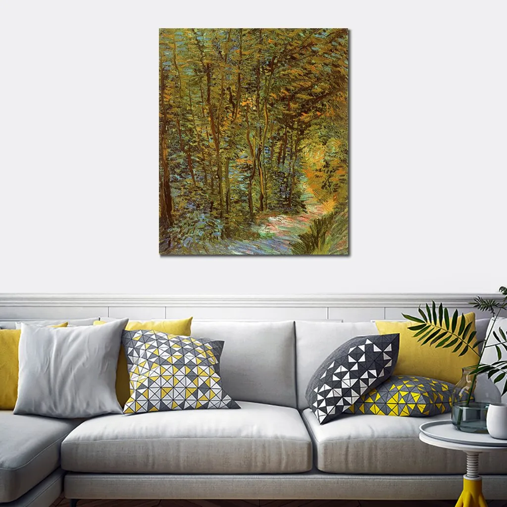 Paesaggio di campagna su tela Sentiero nel bosco 1887 Vincent Van Gogh Dipinto impressionista Decorazioni per la casa