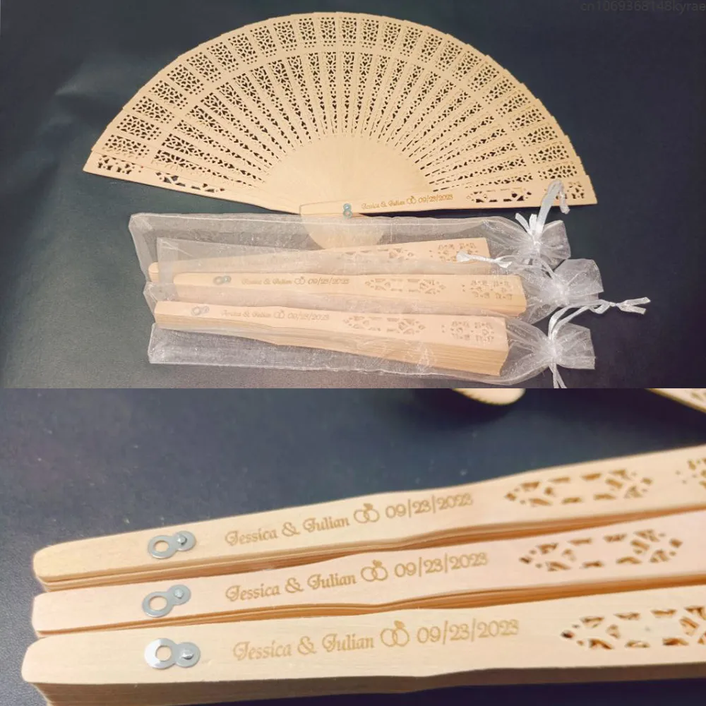 Party Favor 10Pcs Personalized Engraved Wood Folding Hand Fan Wedding Personality Fans Birthday Customized Decor Gifts For Guest 230712